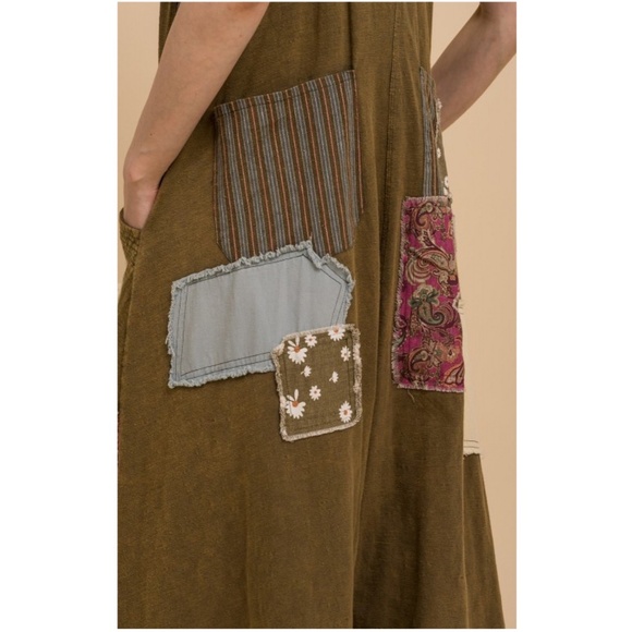 Bluevelvet Floral Paisley Print Patchwork V neck Wide leg Cropped Jumpsuit - Picture 5 of 5